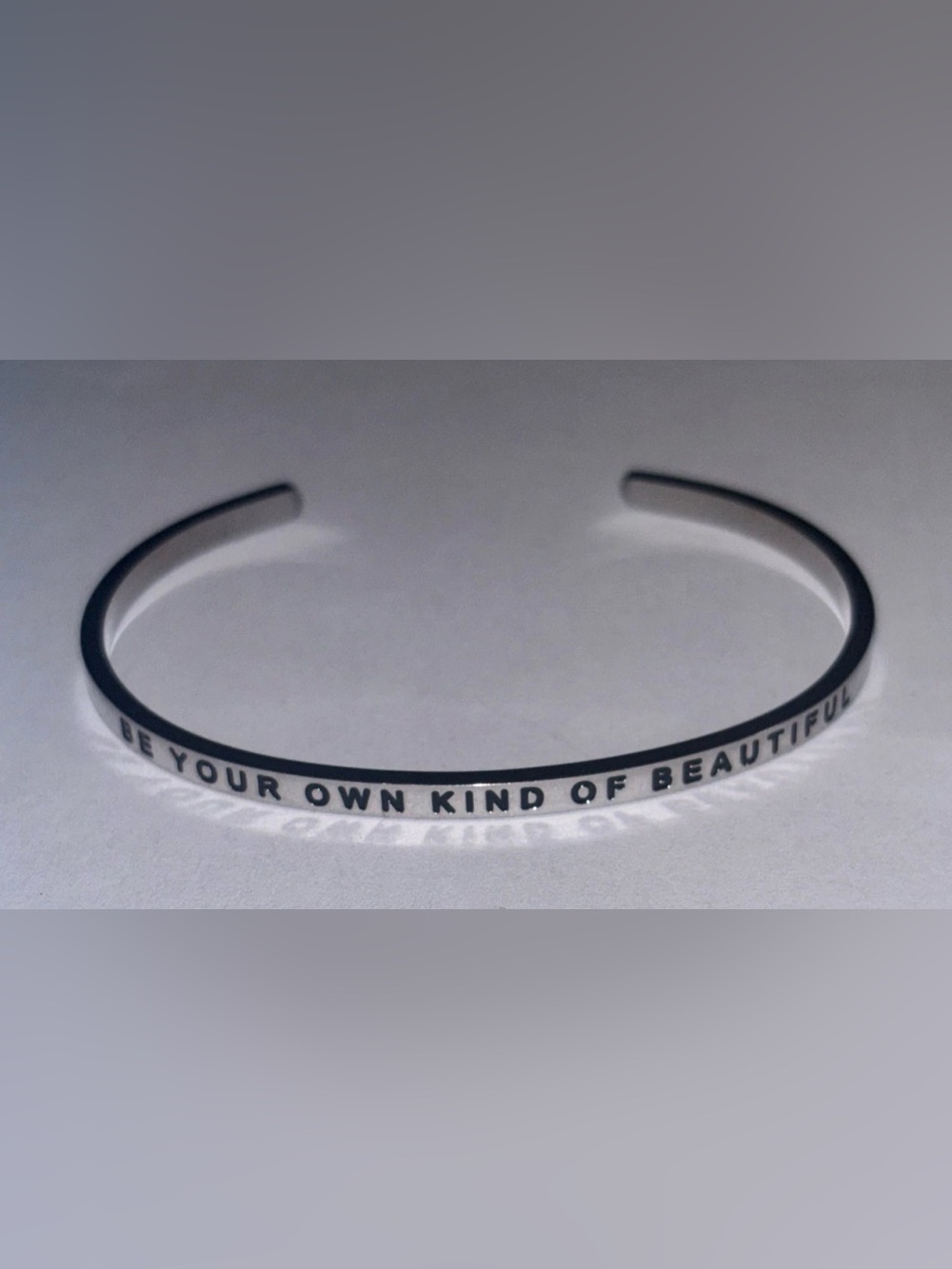 Mantra Band Cuff Bracelet Be Your Own Kind Of Beautiful Silver Tone